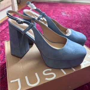 JustFab Women's Stylish Blue Platform Shoes
